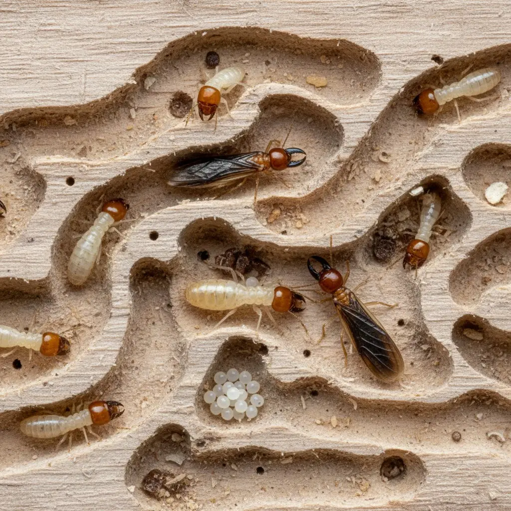 ปลวกกำลังกินเนือ้ไม่